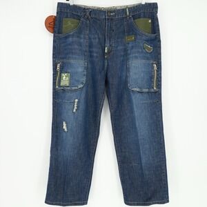 LRG Roots and Equipment Cargo Distressed Jeans 42x27.5 Inseam Altered Loose Fit